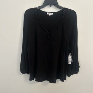 Westbound Black V-Neck Blouse Women’s Size S 3/4 Sleeve New With Tags